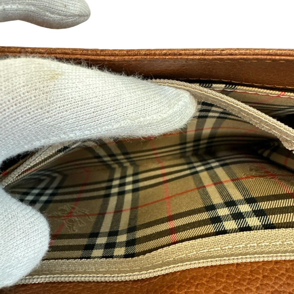 Burberrys 2-Wege Vintage V-Leder Umhängetasche Braunes Leder Gebraucht