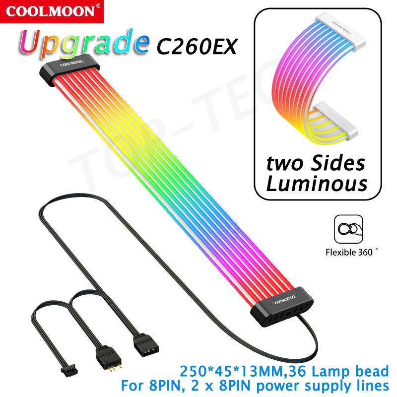 COOLMOON AOSOR ARGB  LED Light Strip for 24PIN Motherboard Power Extension Cable Aura Sync Flexible LED Strip Light DIY Kit