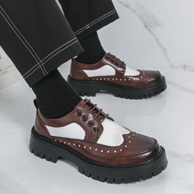 

Men s casual leather shoes 46 large size new men s fashion platform derby shoes British style groom wedding shoes 46