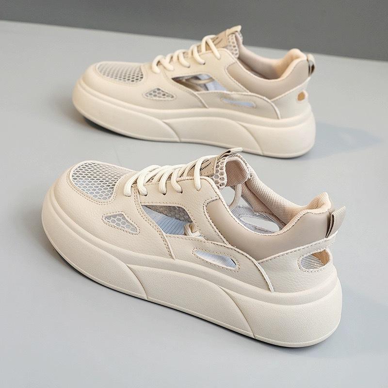 

Women s spring and autumn new thick-soled hollow breathable versatile casual hole shoes sports mesh shoes 40 хаки