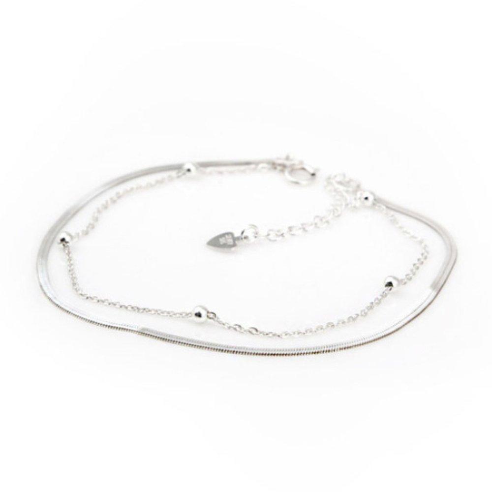 92.5 Silver Snake Chain Double Chain Silver Bracelet