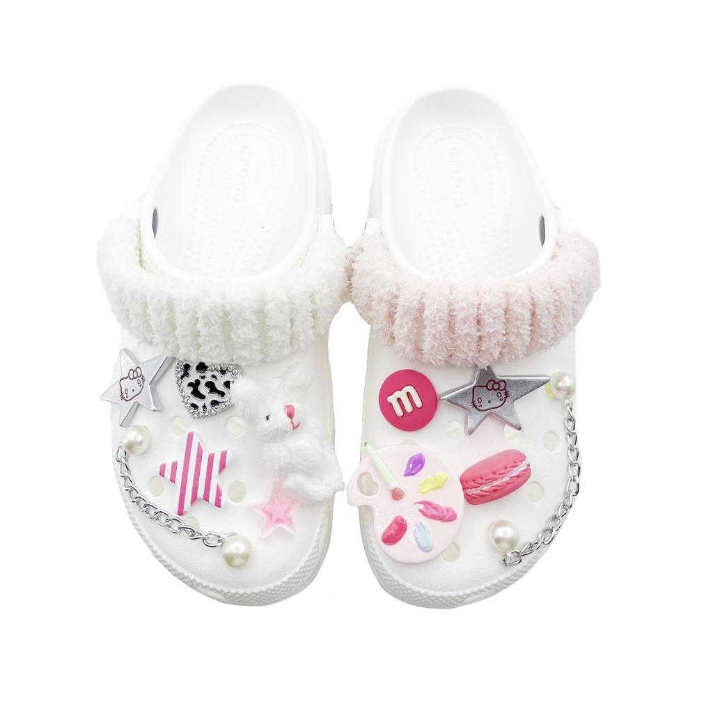 Crocs Classic Platform Clog EVA Mandarin Duck Rabbit Candy Party Fashionable and Comfortable Hole Shoes Unisex Pink White