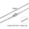 Mens Thin Box Chain Necklace,1/2/3MM Stainless Steel Chain Link Collars Gifts,Male Zircon,18 to 24 Inch