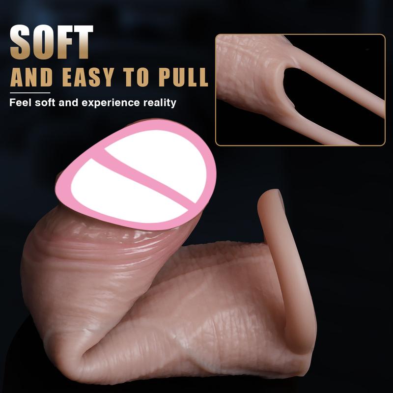 Man Delayed Ejaculation Extend Soft Realistic Enlarger Penis Sleeve Condom Sex Toys For Men Dildo Safety Silicone Dick Cock Ring