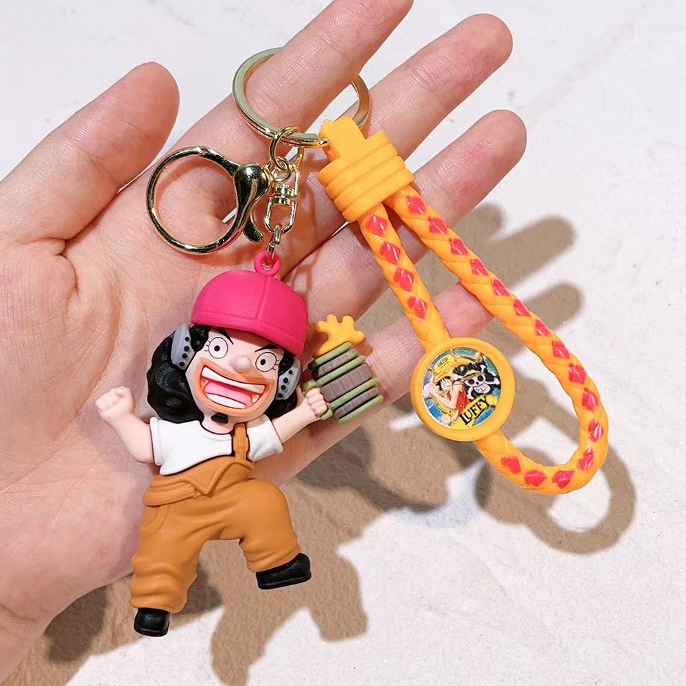 

One Piece Anime Keychain Cute Couple Key Rings For Men Women Car Backpack Car Luffy Sabo Resin Action Key Chain Birthday Gifts