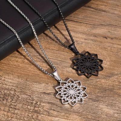 New Classic Art Hollow Lotus Pendant Necklace - Party Gift