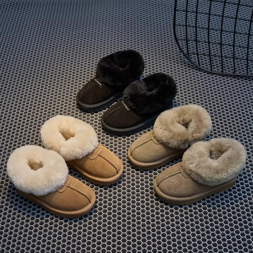 Kinder Sneeuwschoenen met Dik Fluweel voor Meisjes, Grote Katoenen Schoenen voor Jongens, Waterdichte en Antislip Korte Laarzen