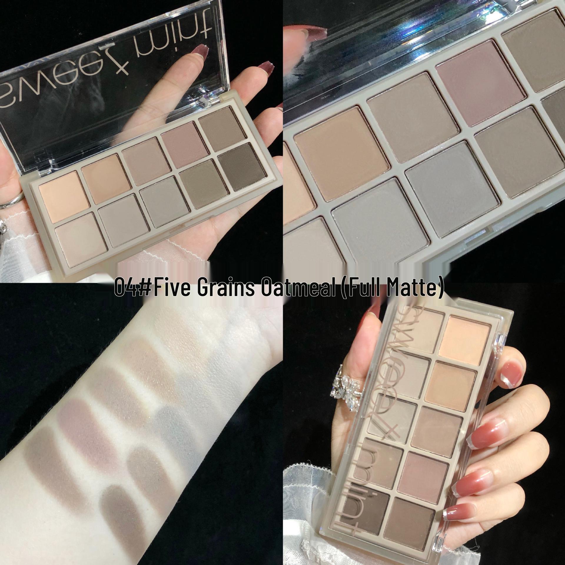 Sweet Mint Ten-Color Eyeshadow Palette: Shimmer, Matte, and Glitter Earth Tones for Daily Use