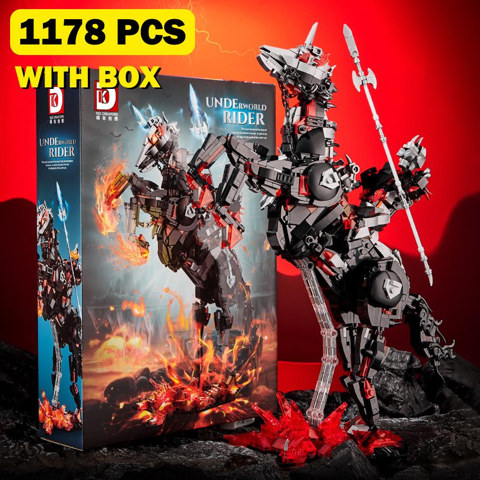 MOC Angel Rider Unicorn Hell Knight Warhorse Building Blocks Medieval Knight Mecha Figures Assemble DIY Bricks Toy for Kids Gift