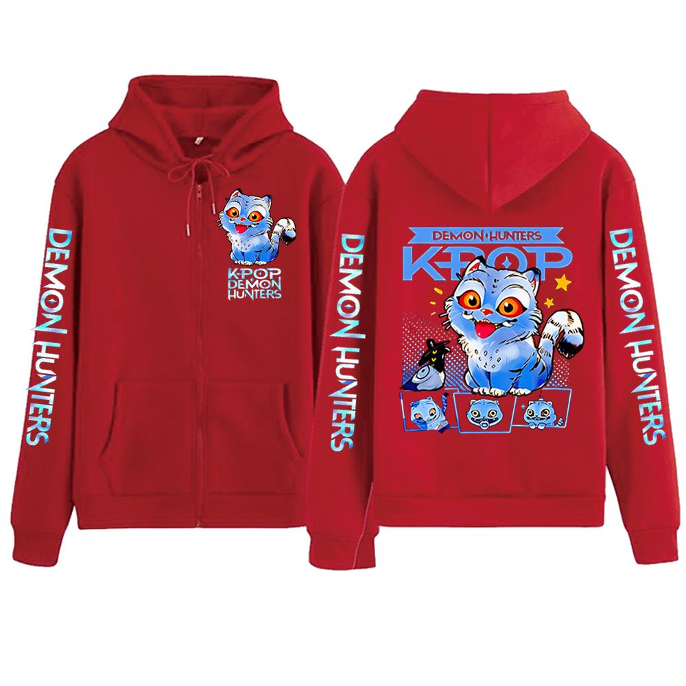 Hot K-pop Anime Kpop Demon Hunter Cute Tiger Zipper Hoodies Coats Harajuku Pullover Tops Streetwear Sweatshirt Jacket Coats