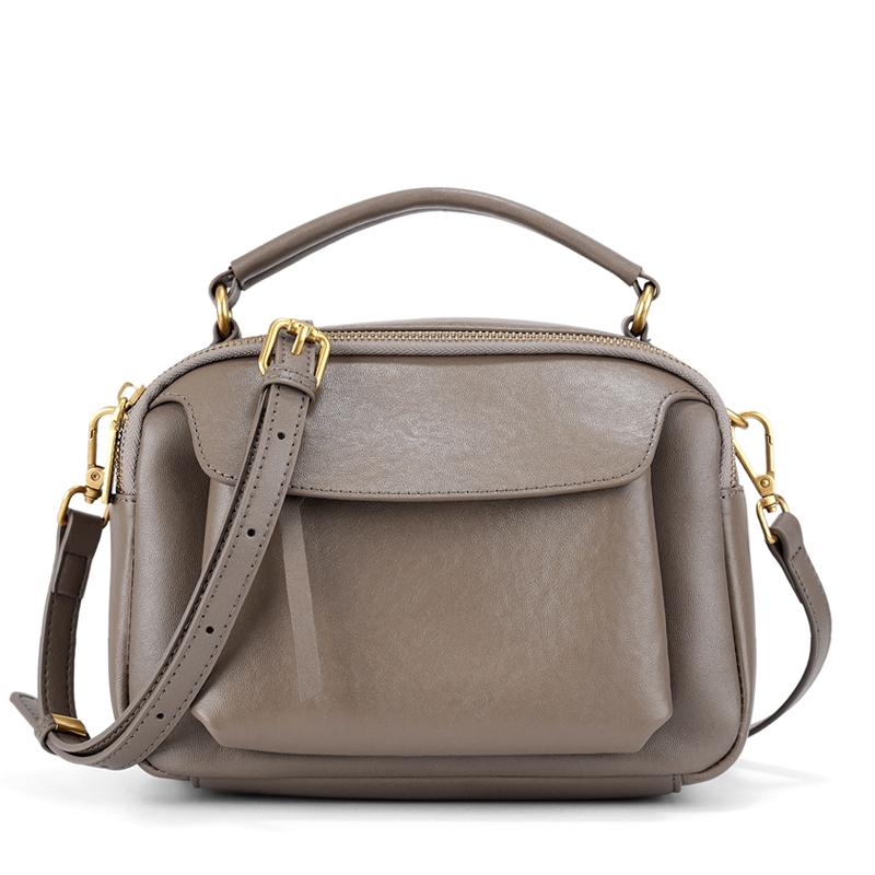 

2026 New Spring Women s Fashi Genuine Leather Small square Handbags Female Luxury Designer crossbody messenger bag Bost bag 23x10x17cm сірий колір
