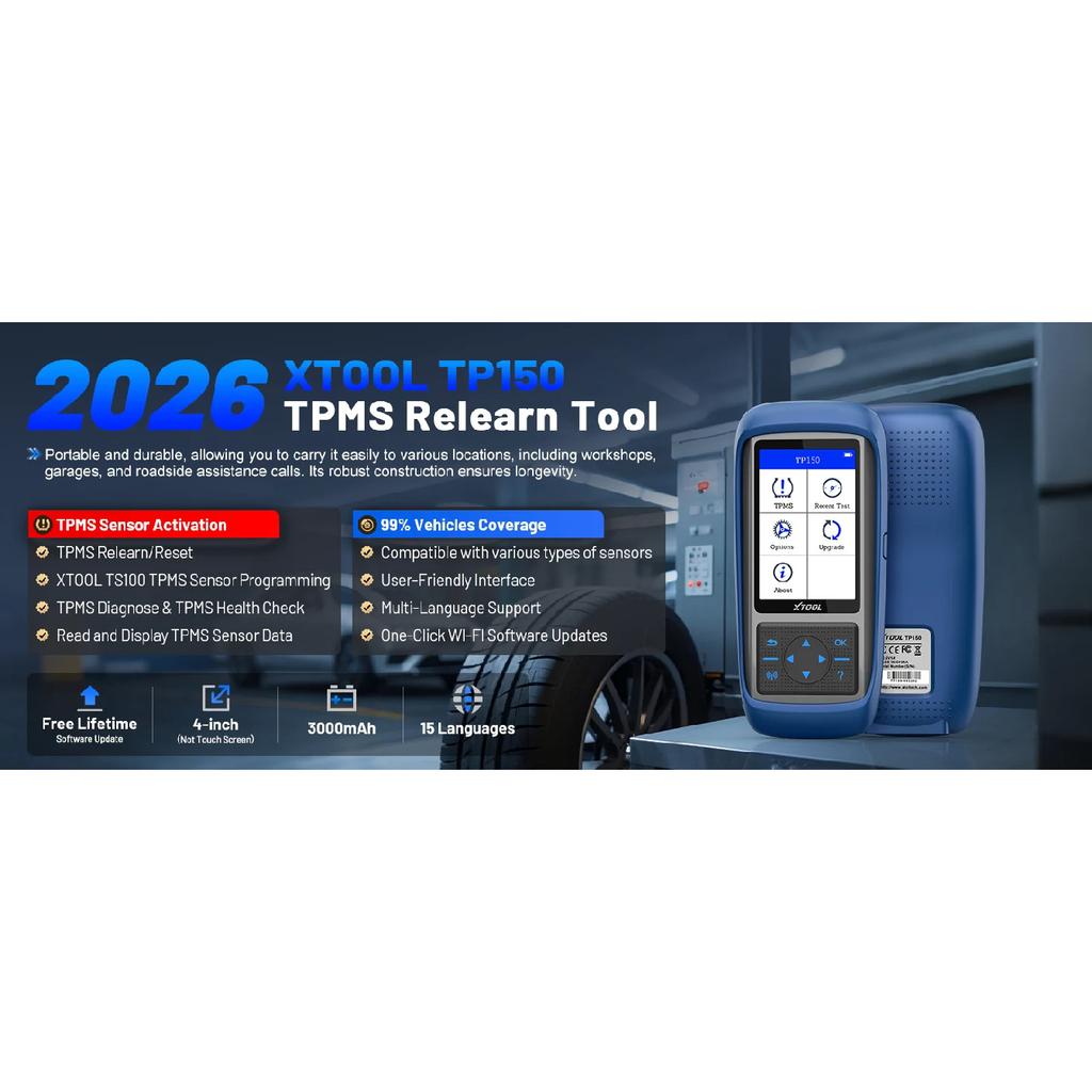 XTOOL TP150 WiFi TPMS Tire Pressure Diagnsotic Tool 315/433MHz Sensor Activation Programming Learning Reading Auto OBD2 Scanner