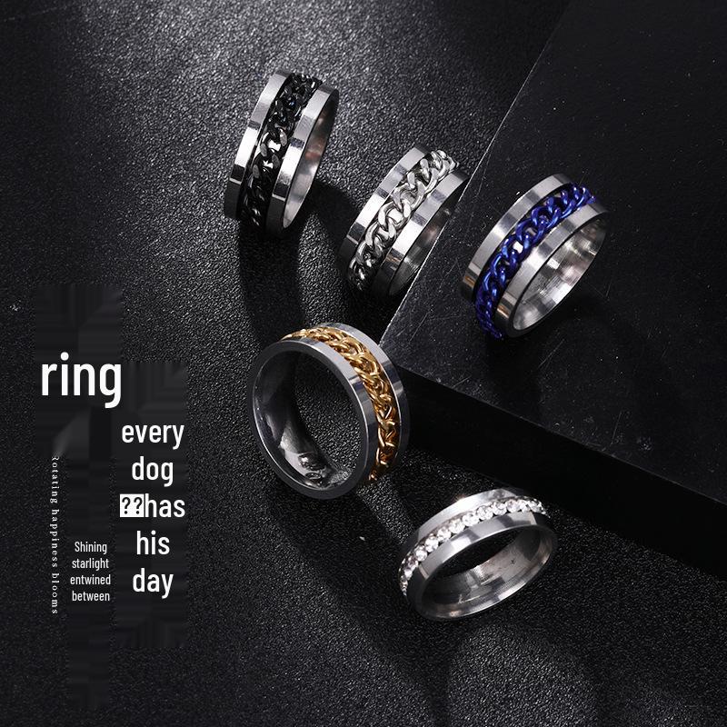 

Titanium Steel Chain Texture Rotating Ring Bottle Opener for Couples