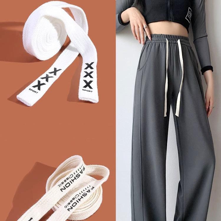 Doppelter Baumwoll-Kordelzug-Sweatpants-Sportgürtel-Bundband-Seil-schwarz-breit-flach-Spitzenseil-Bekleidungszubehör-Weben
