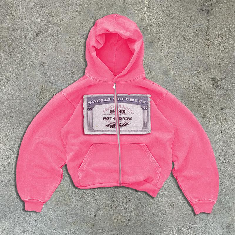 ZYLLO Y2K Retro Hoodies für Herren und Damen Bedruckte Personalisierte Muster Streetstyle Street Kapuzen-Cardigan Lange Ärmel