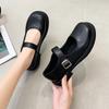 Mary Jane Women's 2025 Retro Japanese Leather Shoes - Casual Korean & British Style, Thick Sole, Round Toe