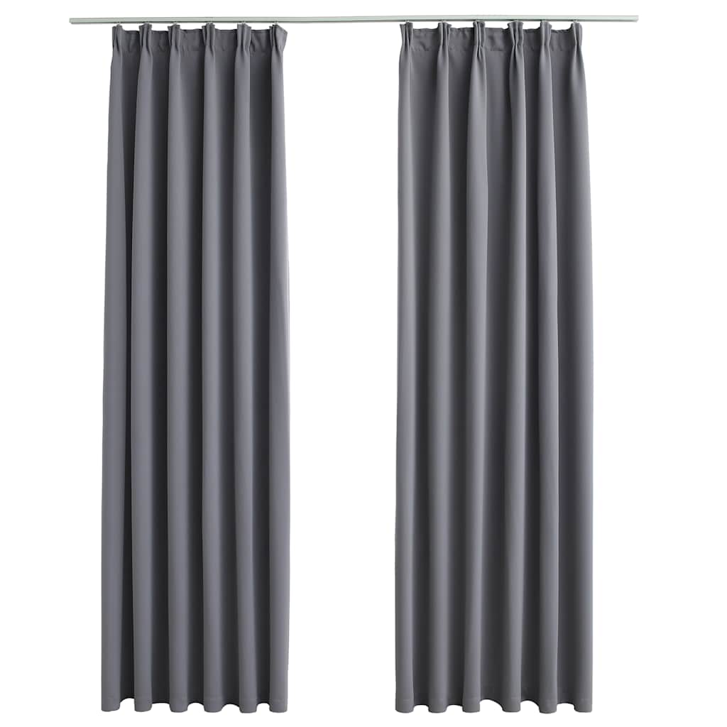 Blackout Curtains with Hooks 2 pcs. Gray 140 x 225 cm