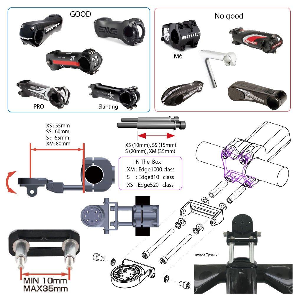 RecMount T11 Universal Combo Mount, Bolt Clamp Type (with Lower Adapter), Compatible with Garmin, Giant, Bryton, and Xplova Sockets [T11-BOLT17+GP]