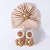 Elastic Infant Turban Hat Socks Set Flower Hat Sock Set Cute Baby Headscarf Hat  Newborn Supplies