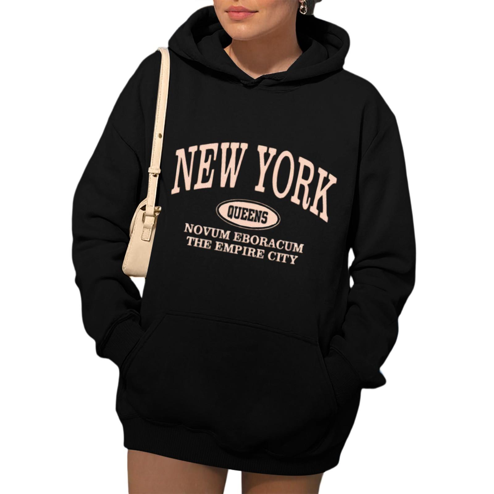 

Womens Hoodies Fall Fashion Sweatshirts Printed Casual Long Sleeve Loose Sweatshirt Fall Hoodie Sweatshirt L чорний