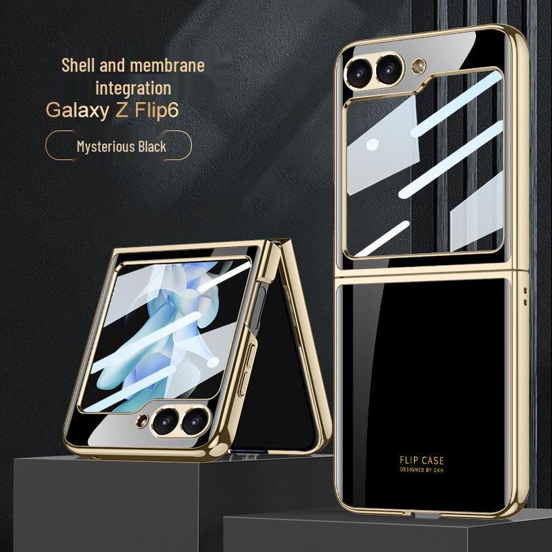 Samsung Z Flip6 Foldable Phone Case: Lightweight Glass Electroplating PC Hard Shell with Bare Metal Feel by GKK