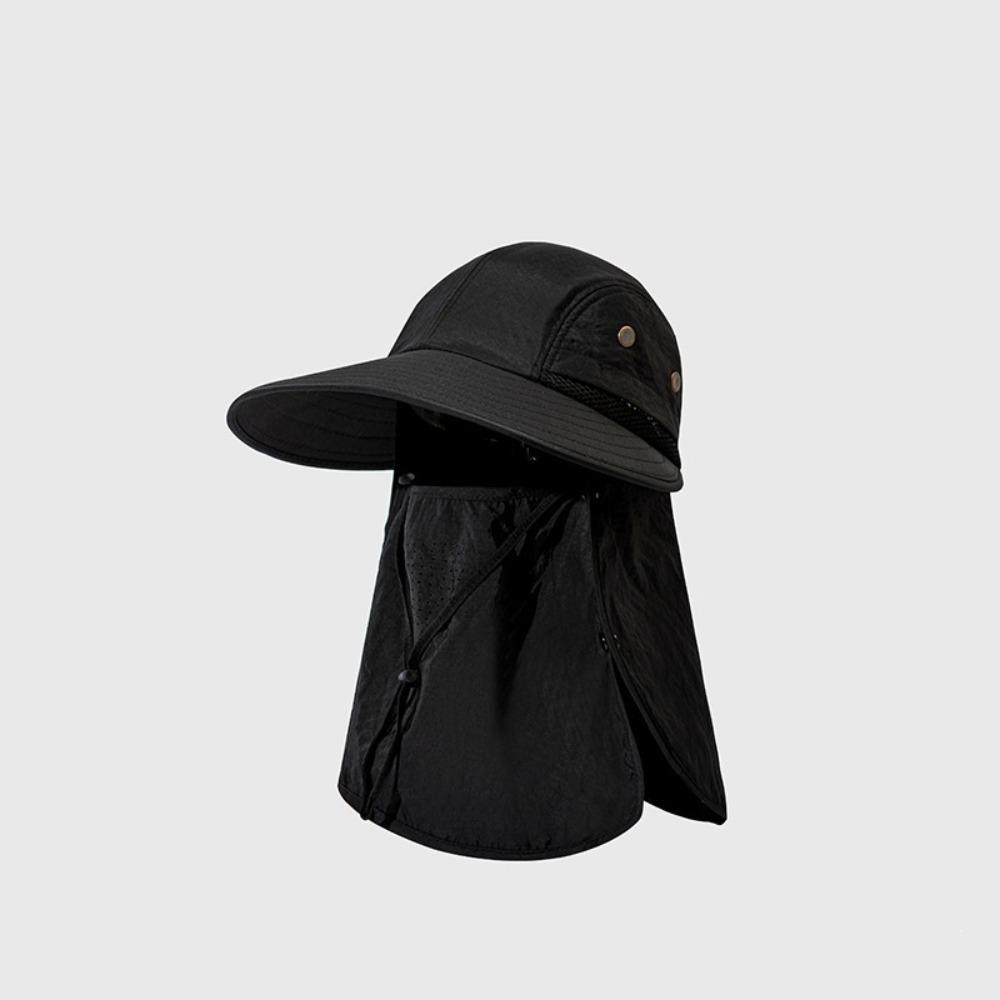 Large Brimmed Fisherman Hat Full Face Coverage Wide Brim Hat Casual Sun Hat Men Women чёрный