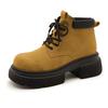Women's Ankle Boots and Short Boots Thick-soled Lace-up Color-blocked Casual Women Shoe Autumn/winter Work Boots Female