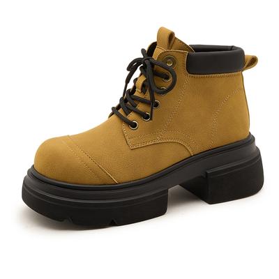 Women's Ankle Boots and Short Boots Thick-soled Lace-up Color-blocked Casual Women Shoe Autumn/winter Work Boots Female