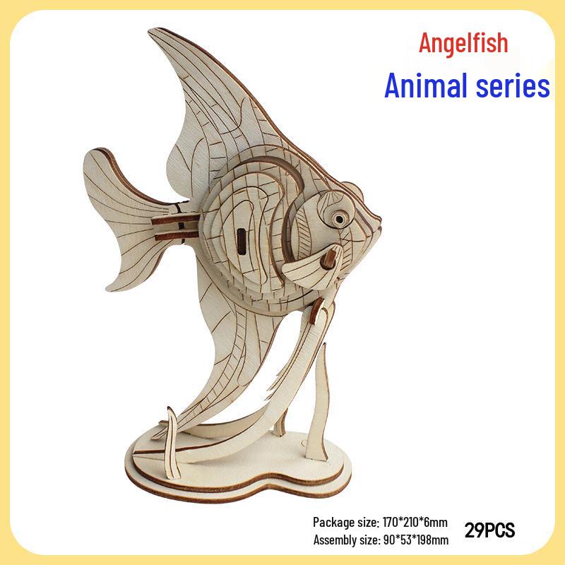 3D Wooden Ocean World Puzzle Animal Model for Children - Handmade Assembly Kit