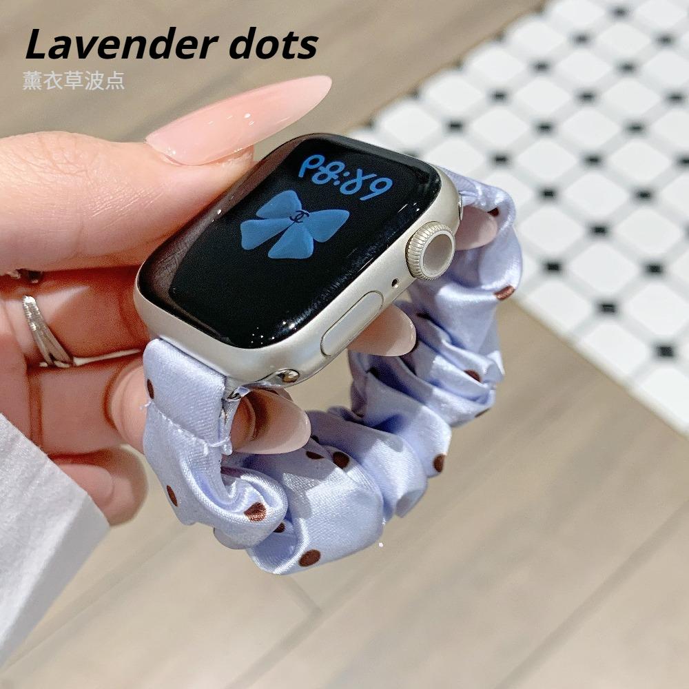 Rekbaar Scrunchie Polsbandje voor Apple Watch Series11 46mm Bandje Dames Polka Dot Garenstijl Lief Scrunchie voor iWatch10/8/7 38/41mm 42mm 44mm 45mm