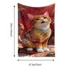 Feng Shui Fortune Cat Theme Flannel Printed Blanket Suitable for All Seasons Suitable for Living Room Office Sofa and Travel