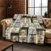 Cartoon Dollar Euro Money Rich Flannel Blanket Soft Warm Throw Blanket for Bedroom Living Room Bed Travel Camping Picnic Gift