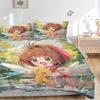 3pcs Anime Sakura and the Elf Printed Quilt Set - Soft and Comfortable Quilt Cover for Bedroom, Guest Room L003