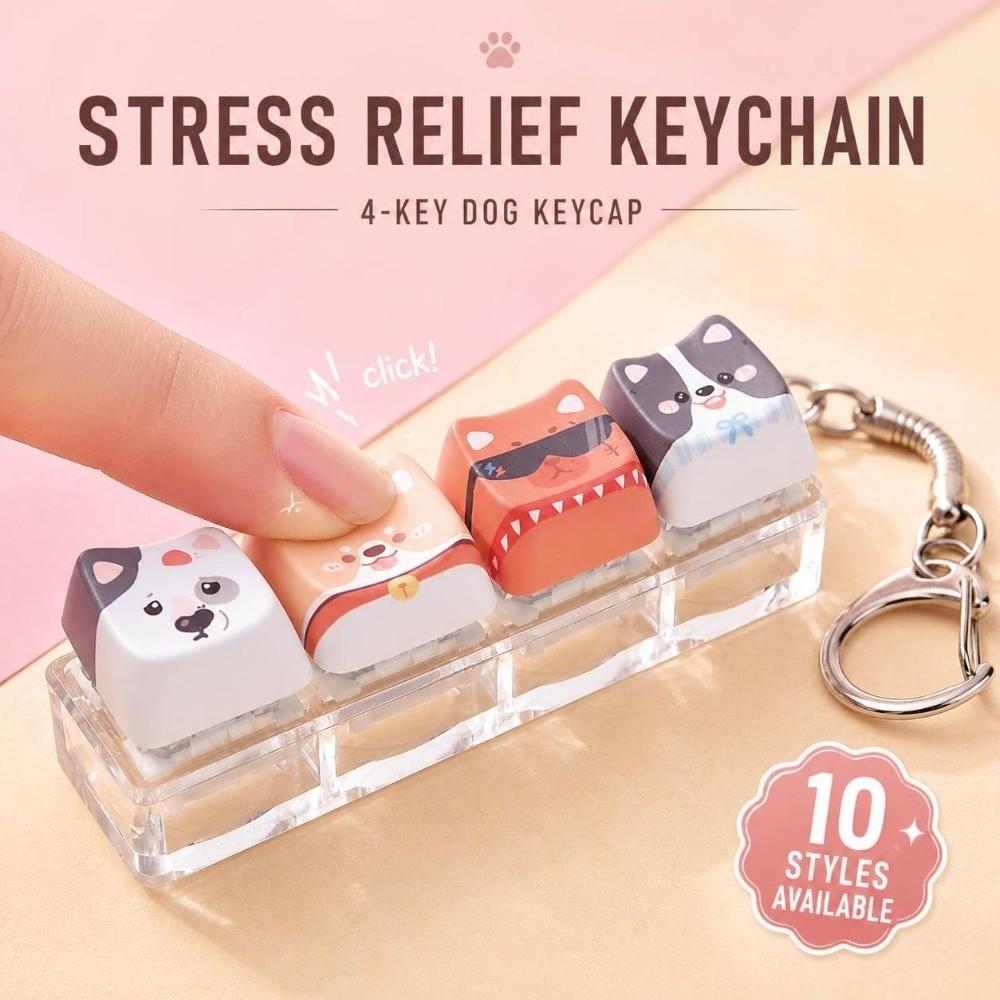 Keyboard Stress Relief Clicker Mechanical Creative Dog Keychain  Children Adults
