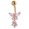 Piercing ombelicale in acciaio chirurgico con zircone a forma di farfalla
