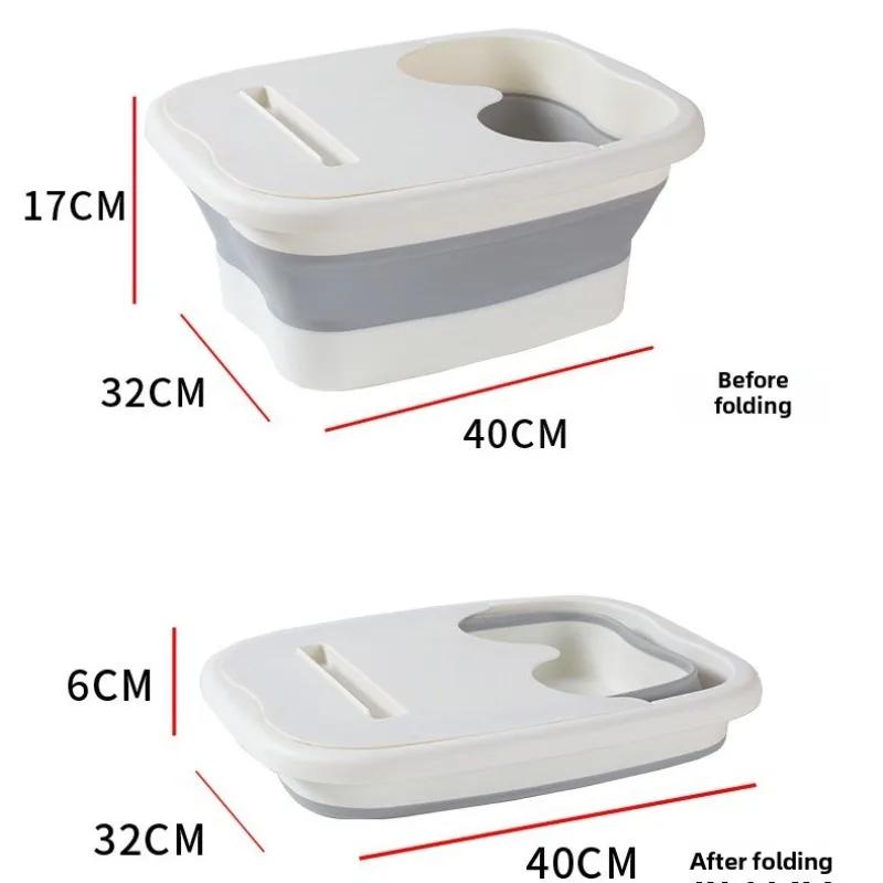 Foldable Footbath Massage Bucket Soaking Bucket Folding Spa Foot Bath Bucket Household Sauna Bathtub Pedicure Bath Supplies Pink