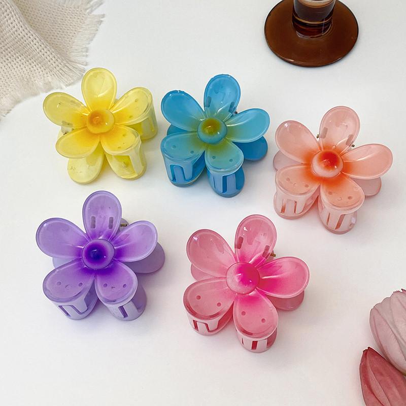 Egg Flower Hair Claw Clip for Women Korean Solid Color Flower Grab Clip Simple Fashion Shark Clip Girl Hair Accessories