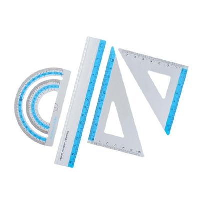 Complete Aluminum Ruler Pack with Rounded Corners Math Geometry Classroom Supplies Engineering Drawing Home Office Use