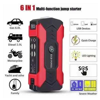 EU Car Emergency Starter Starting Device Battery Mobile Power Supply 12V Large Capacity Car Emergency Starter Car Power Bank Multi-function Charging