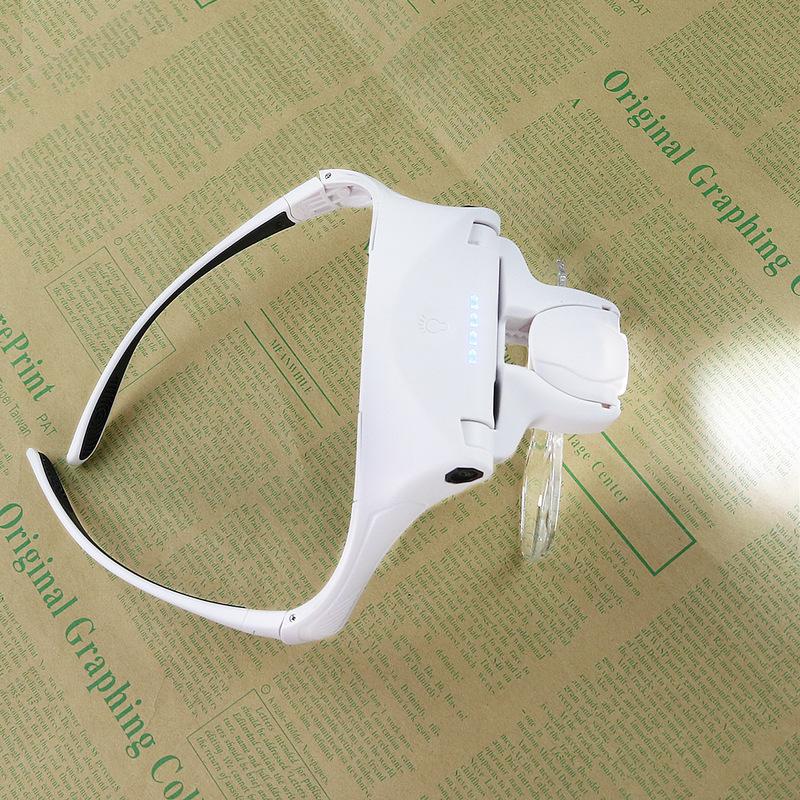 Head Magnifying Glass with 4 LED Light Head Mount Magnifier Glasses 5 Detachable Lens 1X 1.5X 2.0 X 2.5X 3.5X for Reading Repair