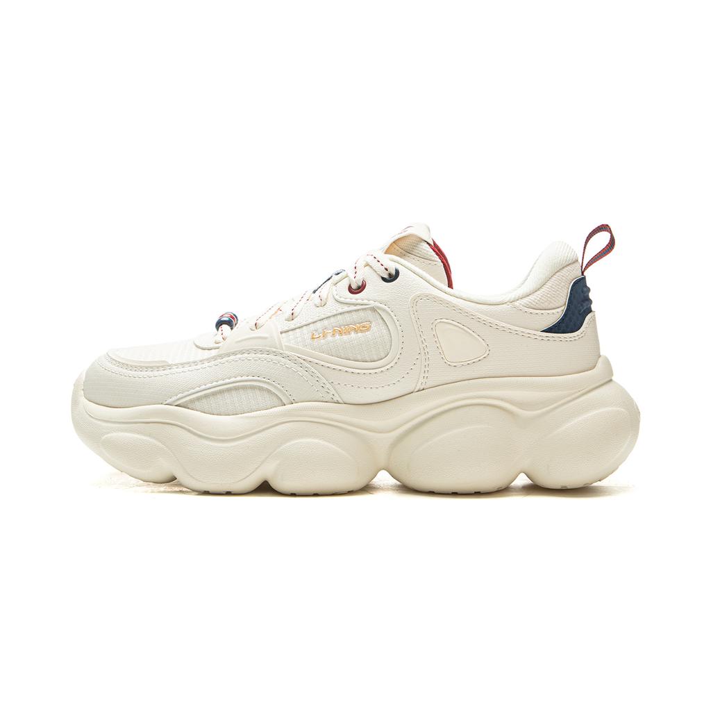 Li Ning Cloud Cushioning Slip Resistant Abrasion Resistant Lightweight Low Top Casual Shoes Women's Ecru AGCV324-3