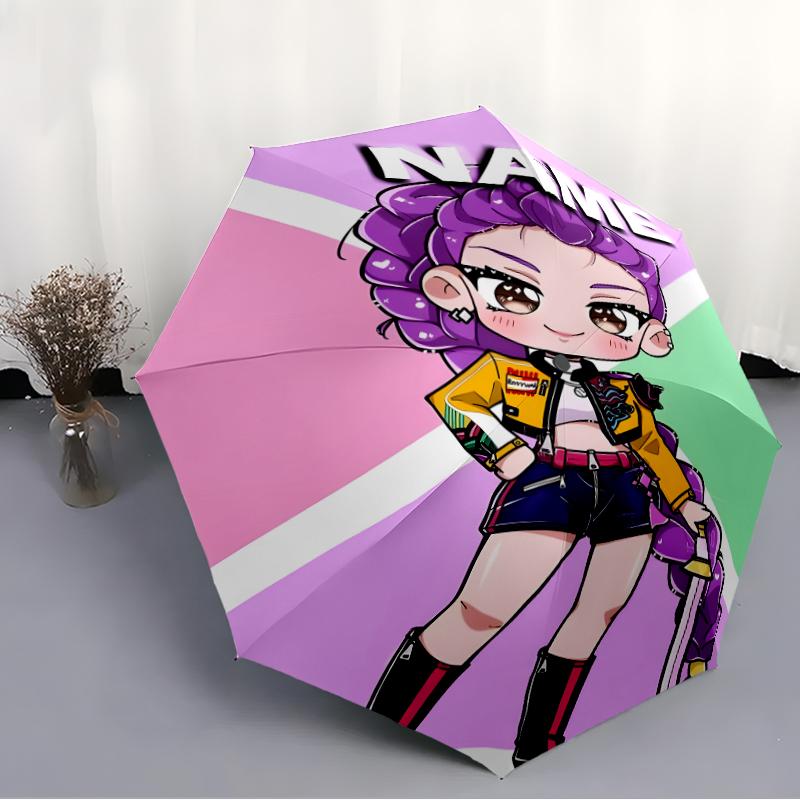 Personalized Name K-KPop Demon Hunters Print Umbrella - Automatic Open/Close, Eight-Rib Durable Frame, Automatic Folding Umbrella