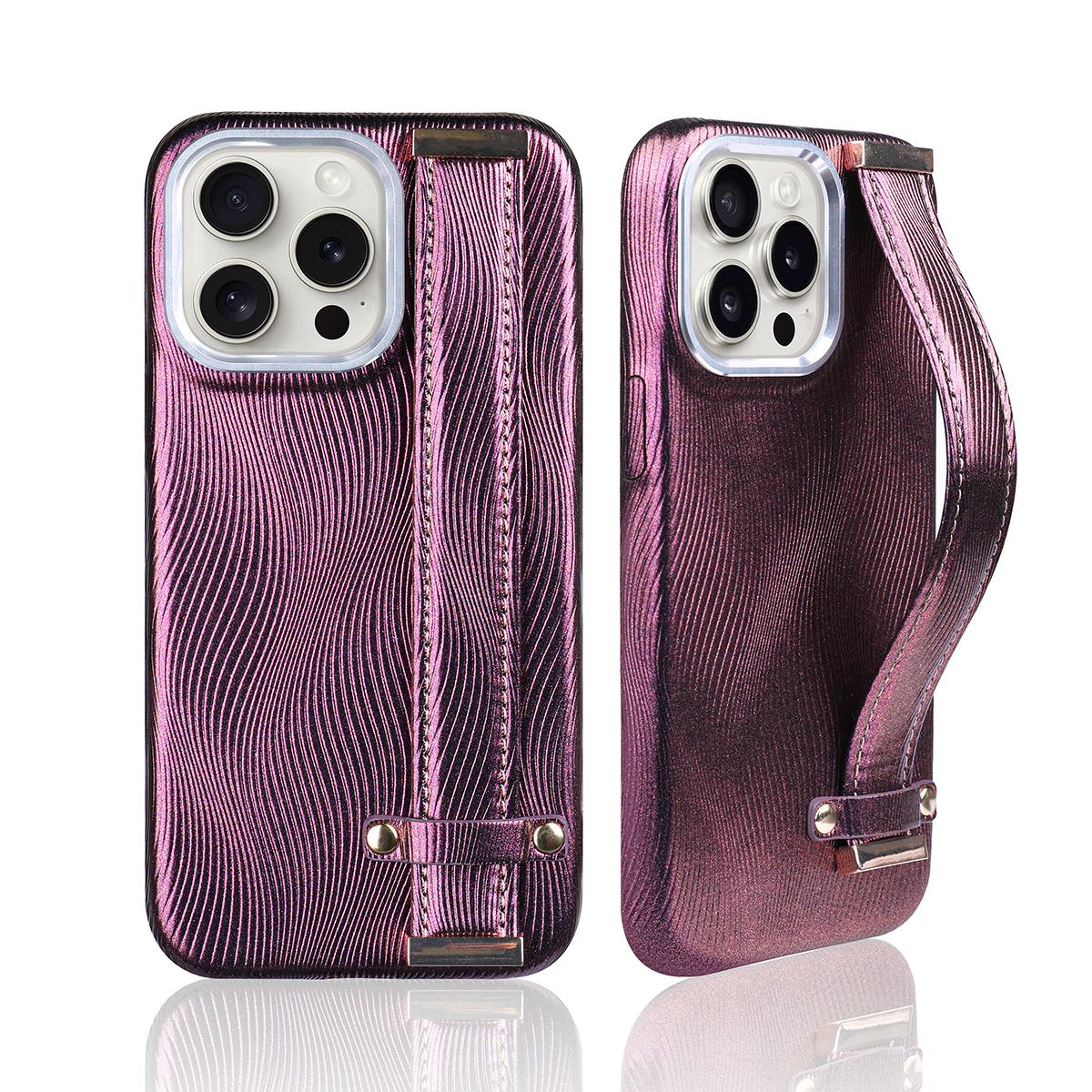 

Luxury Water ripple PU Leather Phone Case For iPhone 16 15 14 Plus 13 12 Pro Max 11 Wrist Strap Stand Protective Case For iPhone 16 Pro