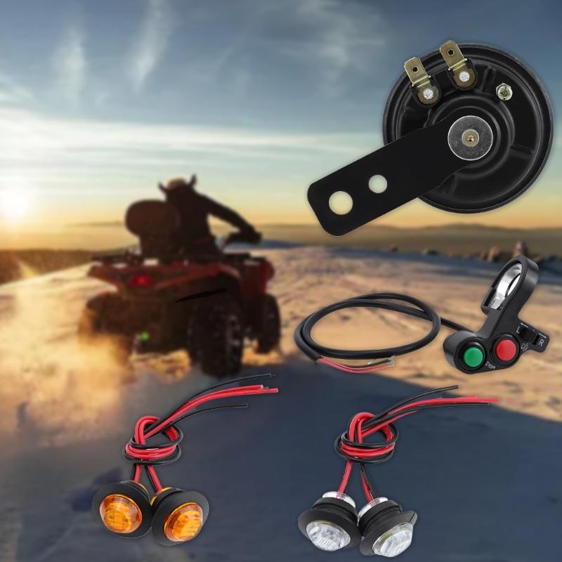 ATVs UTV SXS Motorcycle Turn Signal Kit With Horn, Thumb Switch And LED Indicators Lights Suitable For Street Legal Use