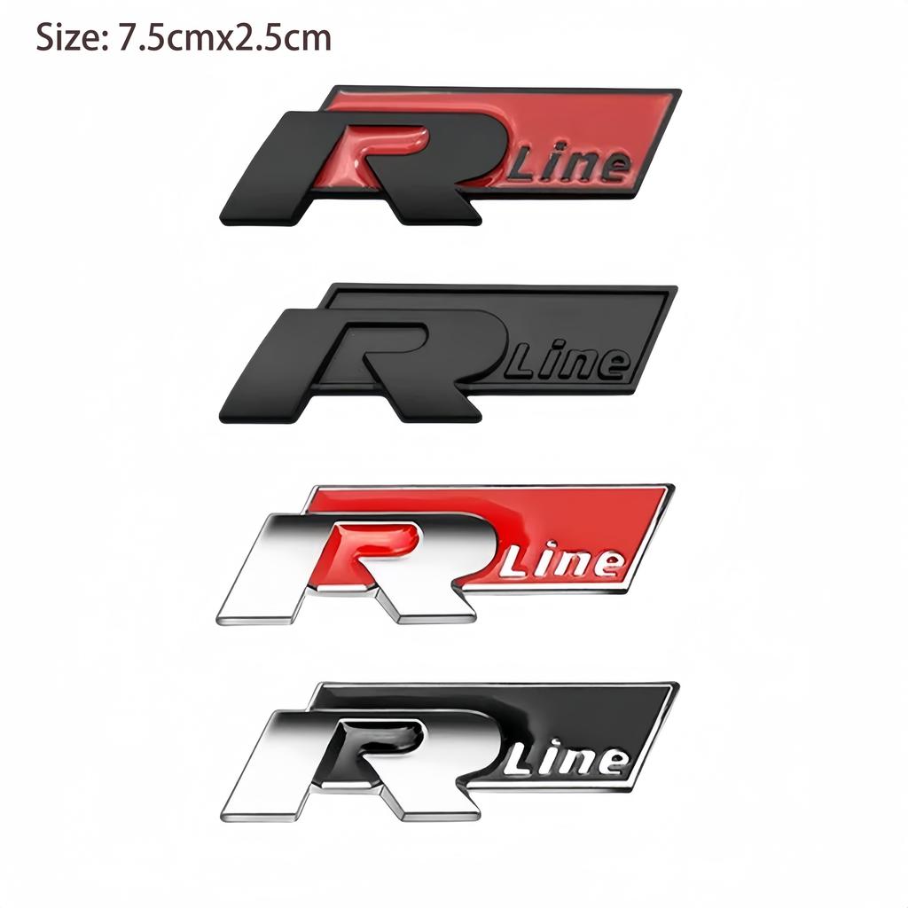 TCFJN1 3D Metal R Logo Sticker Car Rear Trunk Body Emblem Sticker For VW Golf 5 6 7 MK7 MK6 Polo Jetta Scirocco Beetle Passat Tiguan