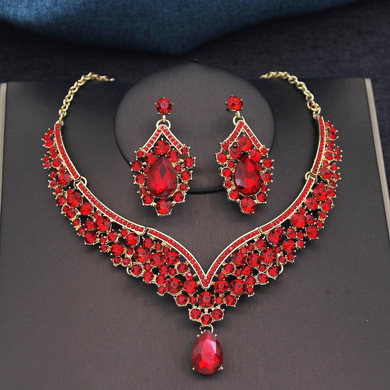 Wspaniałe Królewsko Niebieskie Kryształowe Zestawy Biżuterii Ślubnej Kolorowe Tiary Kolczyki Naszyjniki Zestaw dla Kobiet Suknia Ślubna Korona Zestaw Biżuterii