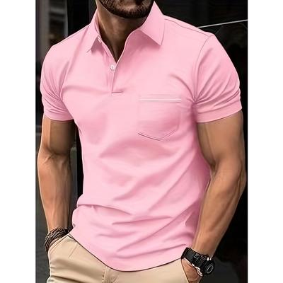 Summer Men Chest Pocket Polos Tops Casual Short Sleeve Lightweight Comfortable Polo Shirt Men Solid Lapel Polo Shirts