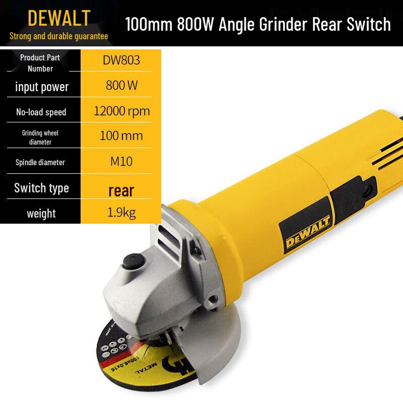 DeWalt 800W 100mm Angle Grinder CN plug (adapter included)