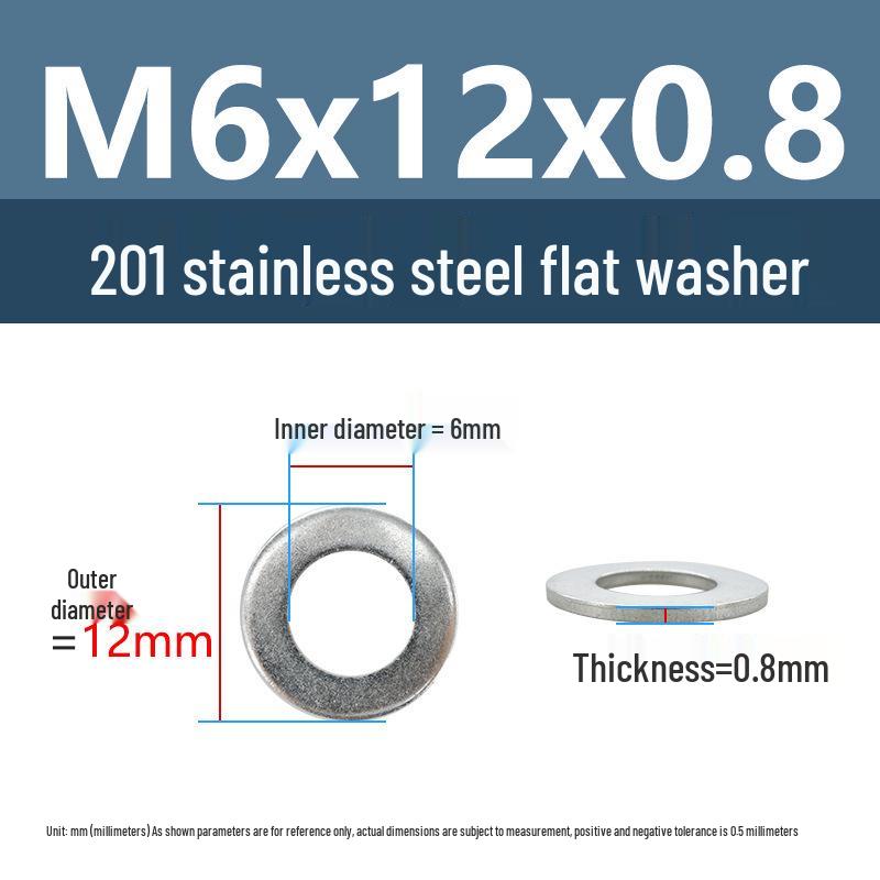 Yigu Oversized Thickened 201 Stainless Steel Flat Washers for M3, M4, M5 Industrial Use