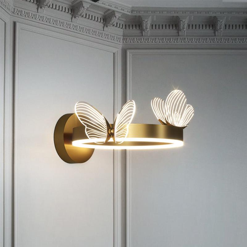 Nordic Butterfly LED Wall Lamp Indoor Lighting For Home Living Room Decoration Bedside Lamps Bed Night Light New Year Christmas